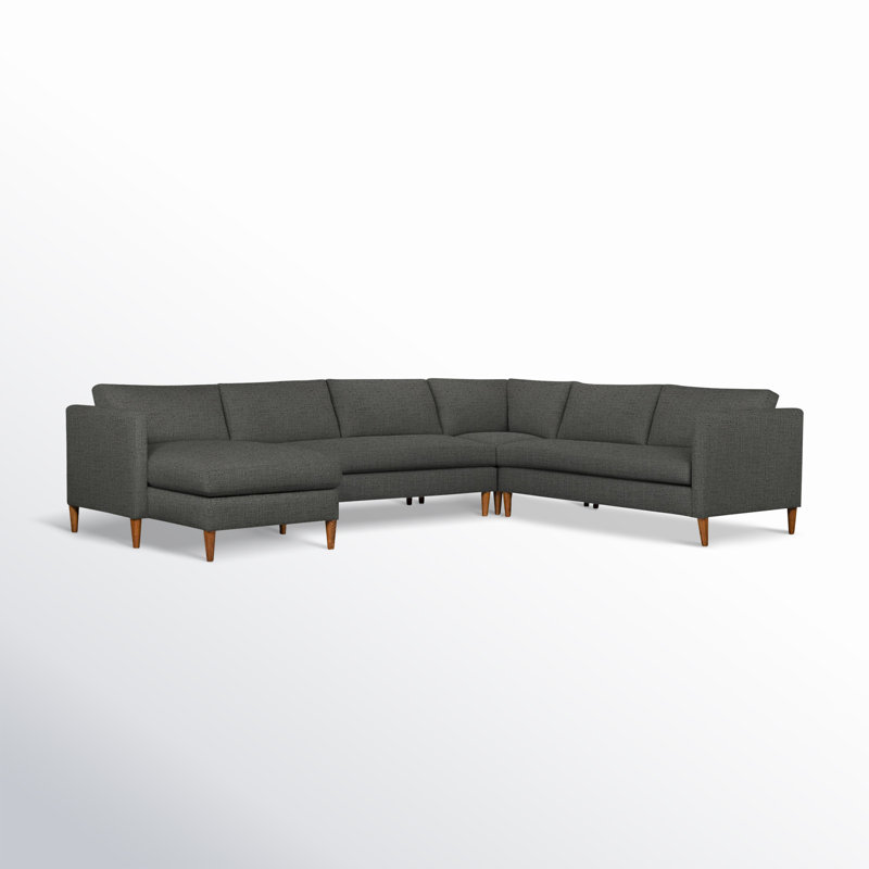 Clifford 4-Piece Upholstered Custom Sectional, Left Hand Facing, Zuma Charcoal Textured Linen