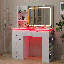 Meuble-lavabo avec miroir et lumières, 11 lumières à DEL, bureau de coiffeuse cannelé, plateau en verre pour la chambre à coucher, blanc