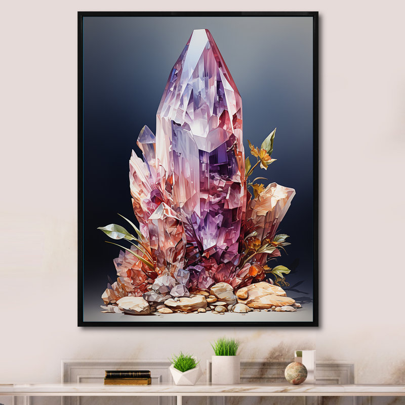 Spiritual Stone Quartz II sur toile, Cadre flottant noir, H 40 po x l 30 po x P 1,5 po
