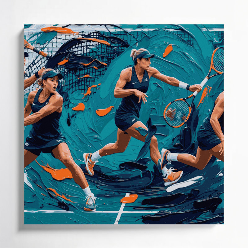 Sports sur toile, tennis bleu, art mural, H 12 po x l 12 po