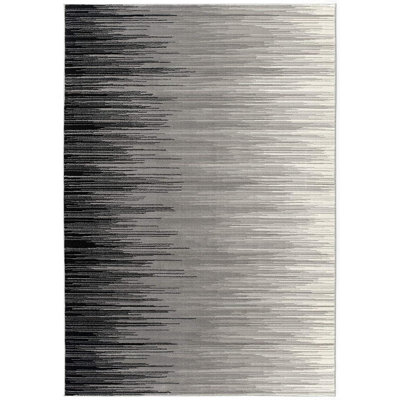 Tapis rayé noir transitionnel