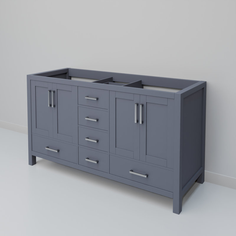 Meuble-lavabo double l 60 po x P 22 po Jacques, Gris foncé
