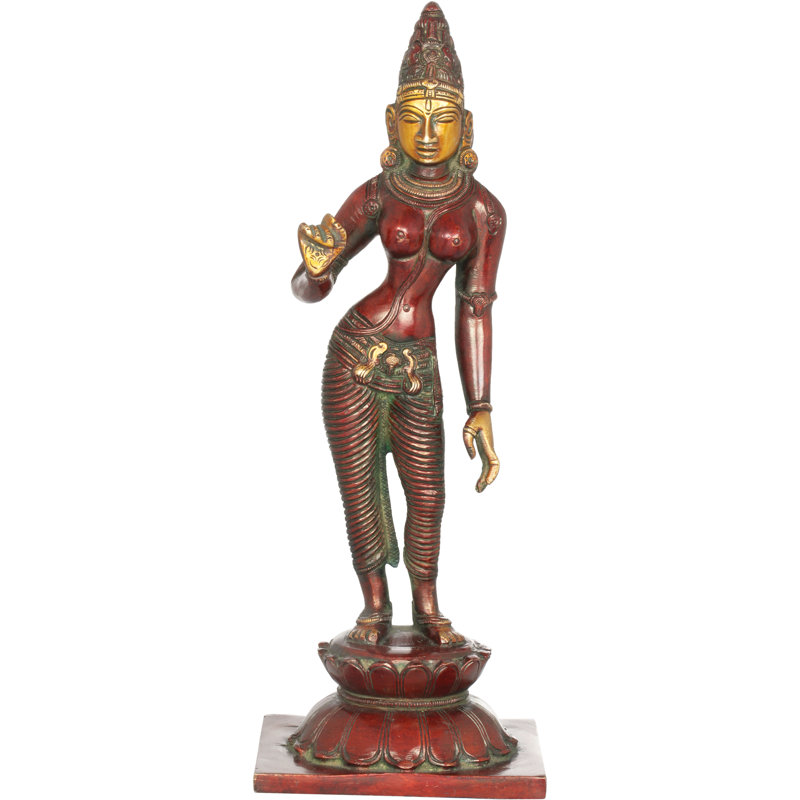 Statue 11 "Devi Parvati en laiton - sculpture de déesse indienne indienne fabriquée à la main pour le temple et la décoration spirituelle