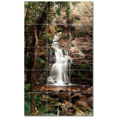 Murale en céramique satinée 4,25 po x 4,25 po Waterfalls Photo