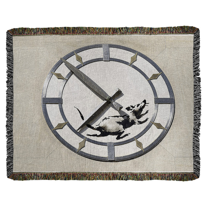 Banksy Graffiti Hand Woven Throw Blanket, 60" W x 80" L