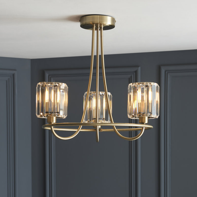 Ampelius Flush Mount, Antique Brass/Clear Glass