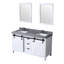 Meuble-lavabo double blanc l 60 po x P 22 po, comptoir en quartz gris, ensemble de robinets et miroirs 24 po