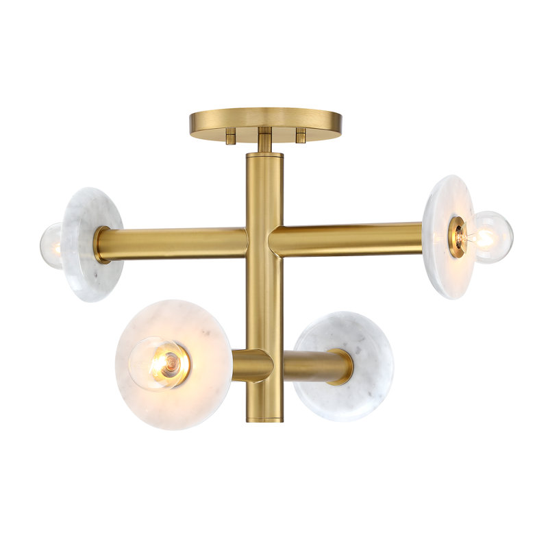 Wilfrid Semi Flush Mount, Brushed Gold