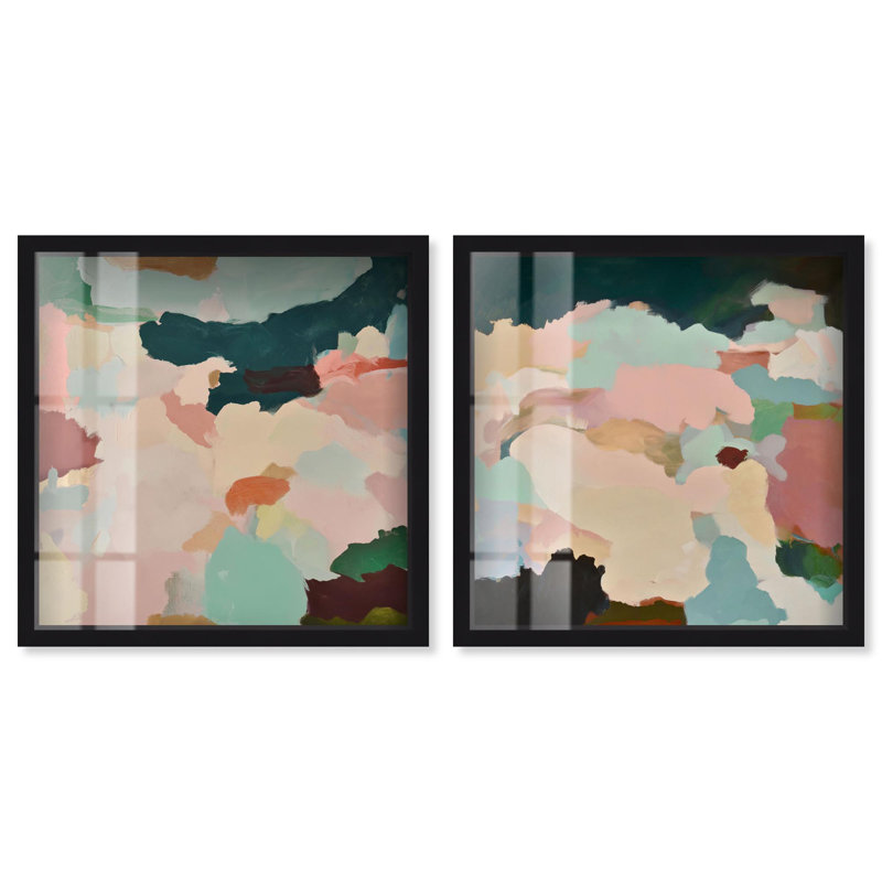 Ensemble de 2 panneaux de luxe Luxe Botanicals Boho Art , H 21 po x l 21 po, Noir
