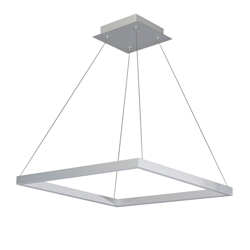 White Crystal 20-Inch Modern Square LED Chandelier