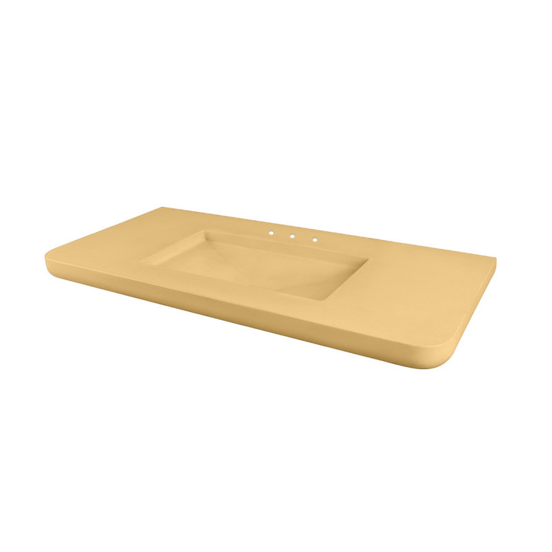 Newterra Concrete Handmade Rectangular Console Bathroom Sink, Widespread, Sun