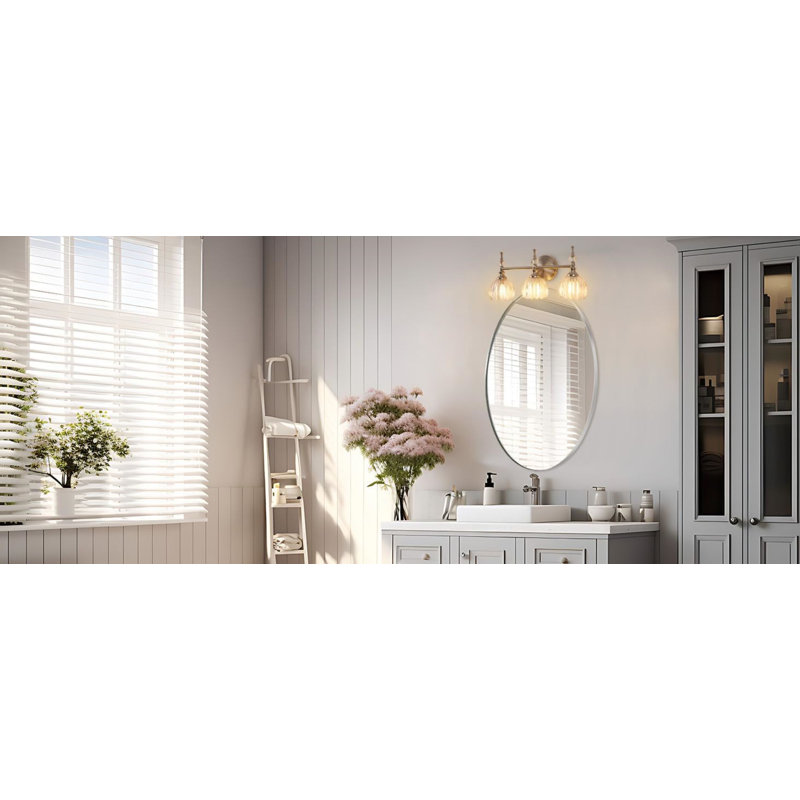 Modern Bathroom Vanity Light Fixture with Tulip Glass Shades, Brushed Nickel, 3 Lights
