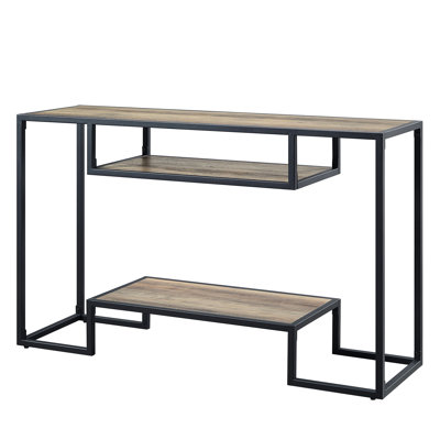 2 Storage Shelves Table With Rustic Oak & Black And Metal Frame Construction Finish, Frame, Multiple