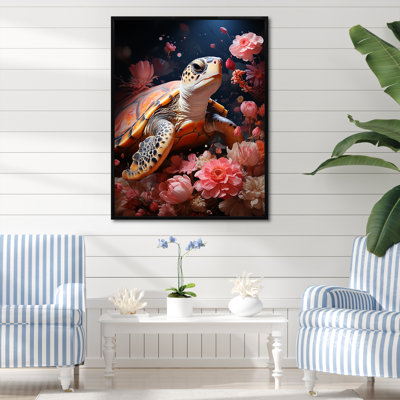 Tortue romantique sur toile