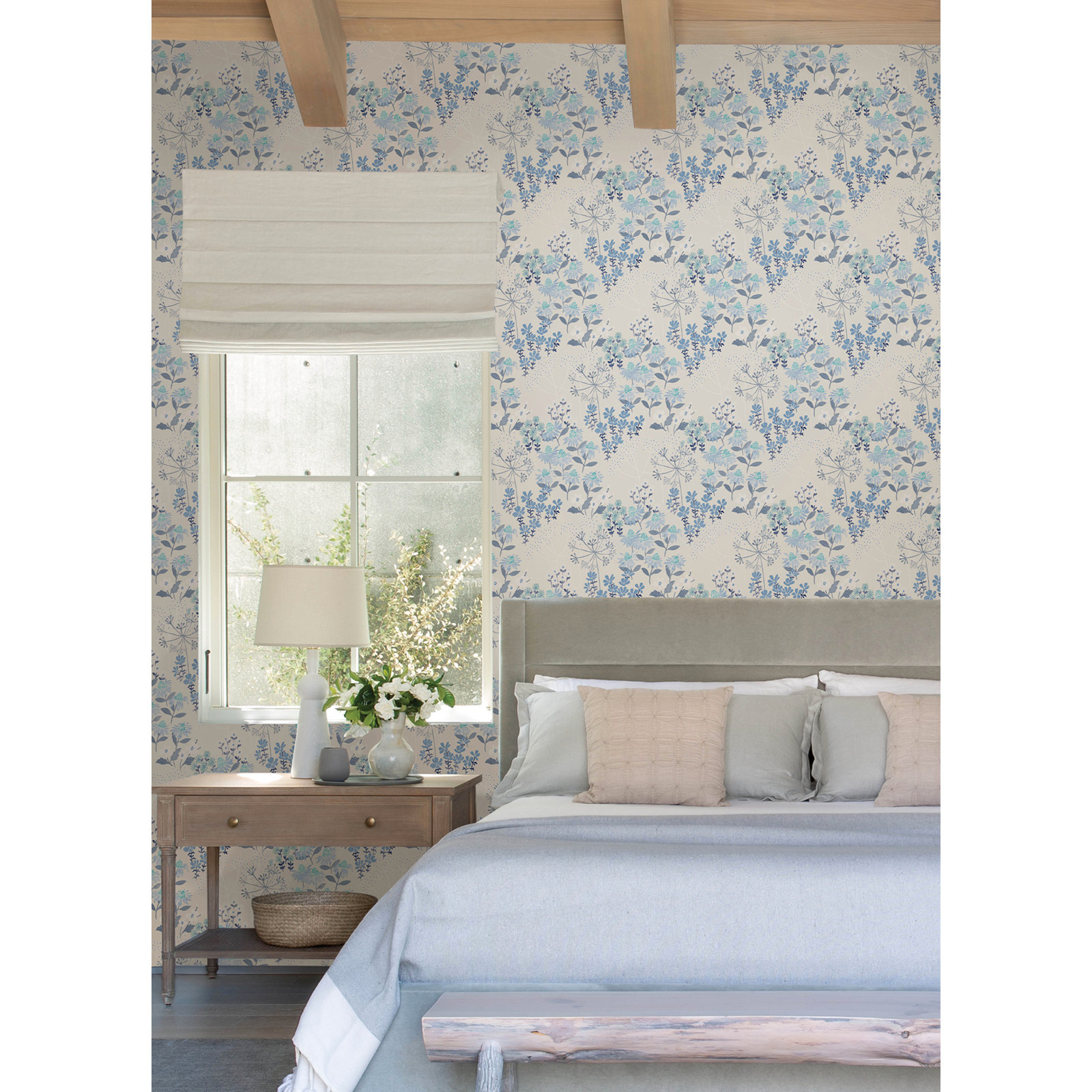 Floral Wallpaper, Blue