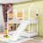 Twin Over Twin Metal House-Shaped Bunk Bed With Slide And Built-In Storage Stair-1800975928