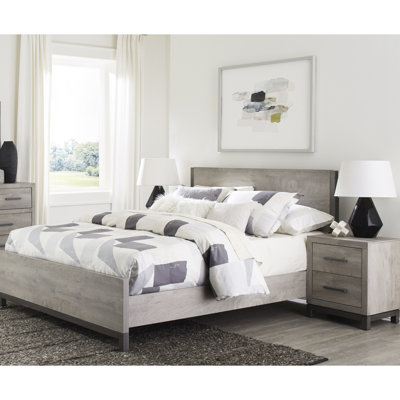 Grand lit gris - meubles de lit en bois Allure