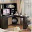 Bureau en L avec chargeur, bureau d'ordinateur avec tiroirs, bibliothèque, bureau d'angle moderne, bureau à domicile, bureau d'écriture en L, bureau d'ordinateur en fibre de carbone avec rangement, noir