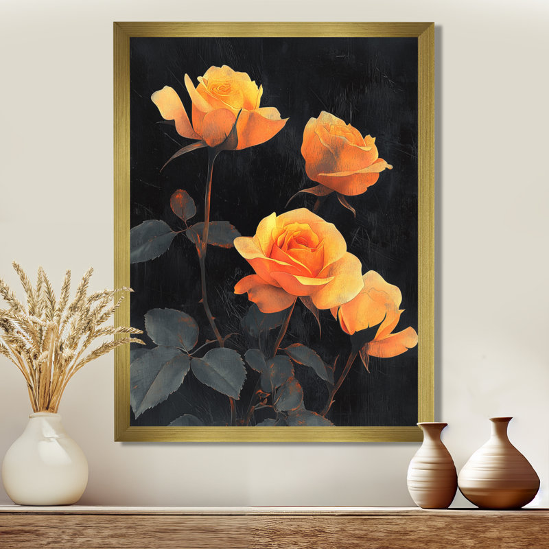 Brittney - impressions sur toile florales, H 20 po x l 12 po, Reproduction encadrée d'une seule photo, Doré