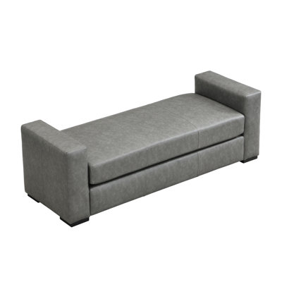 Stylish Grey Faux Leather Rectangle With Comfortable , Solid Wood Frame, Suitable For Retro And Modern Home Styles, 20.93 In Width
