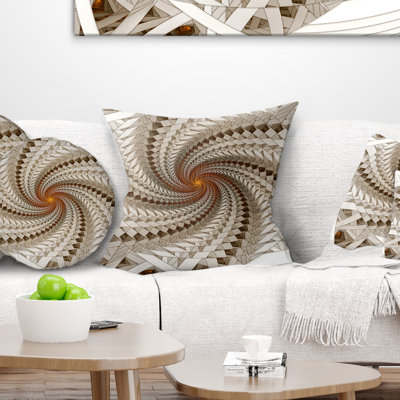 White Fractal Spiral Pattern - Abstract Printed Pillow