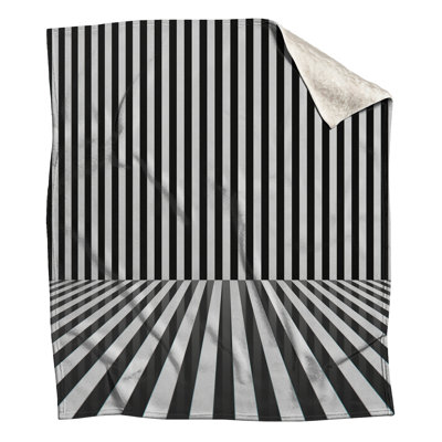 Black White Vertical Stripes Blankets