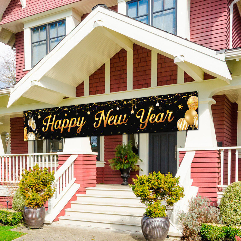 Happy New Year Party Supplies, 300x50 CM Happy New Year Large Outdoor Banner