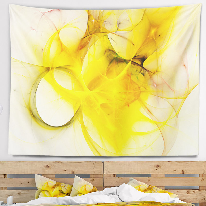 Tapisserie étoile jaune pâle Abstract, H 32 po x l 39 po