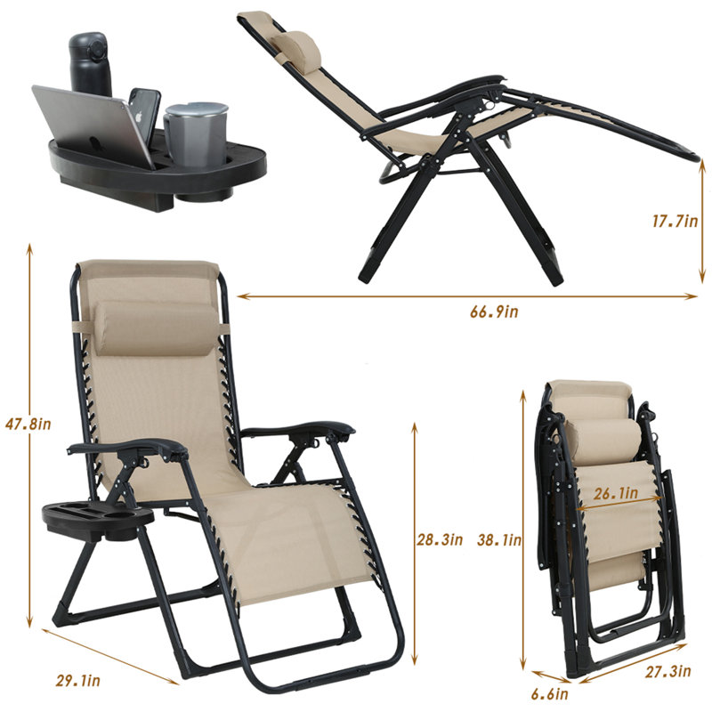 Wayman Folding Recliner Chair, Tan