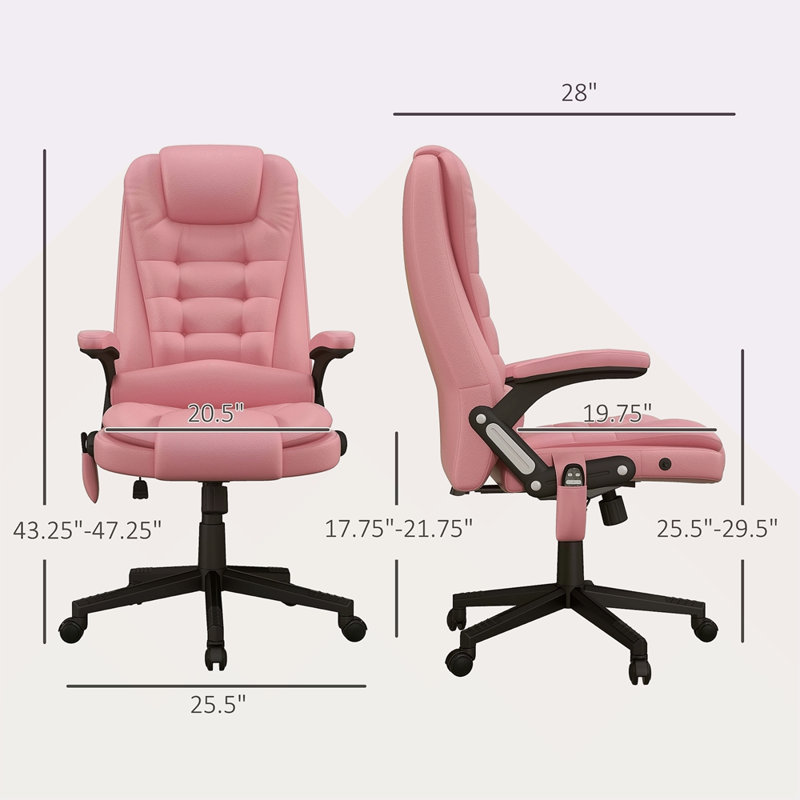 Fauteuil de bureau vibrant à 6 points avec massage chauffant, chaise de bureau de direction à haut dossier avec dossier inclinable, accoudoirs rembourrés et télécommande