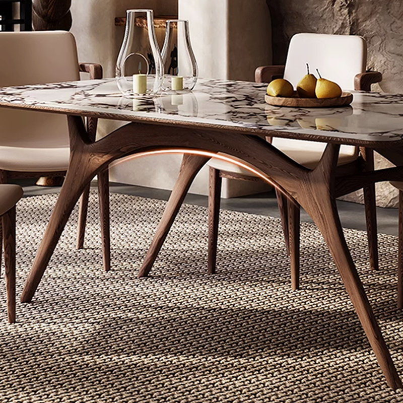 Elegant Rectangular Artificial Marble Dining Table, 29.52"H x 55.1"L x 31.5"W