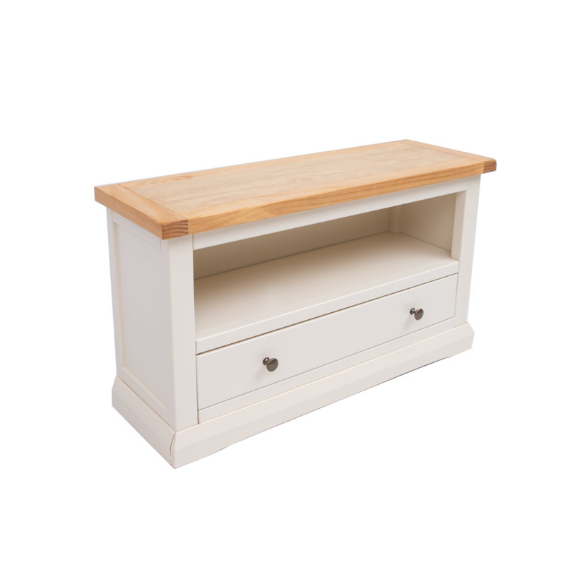 Abington TV Stand, Natural/White/Brass