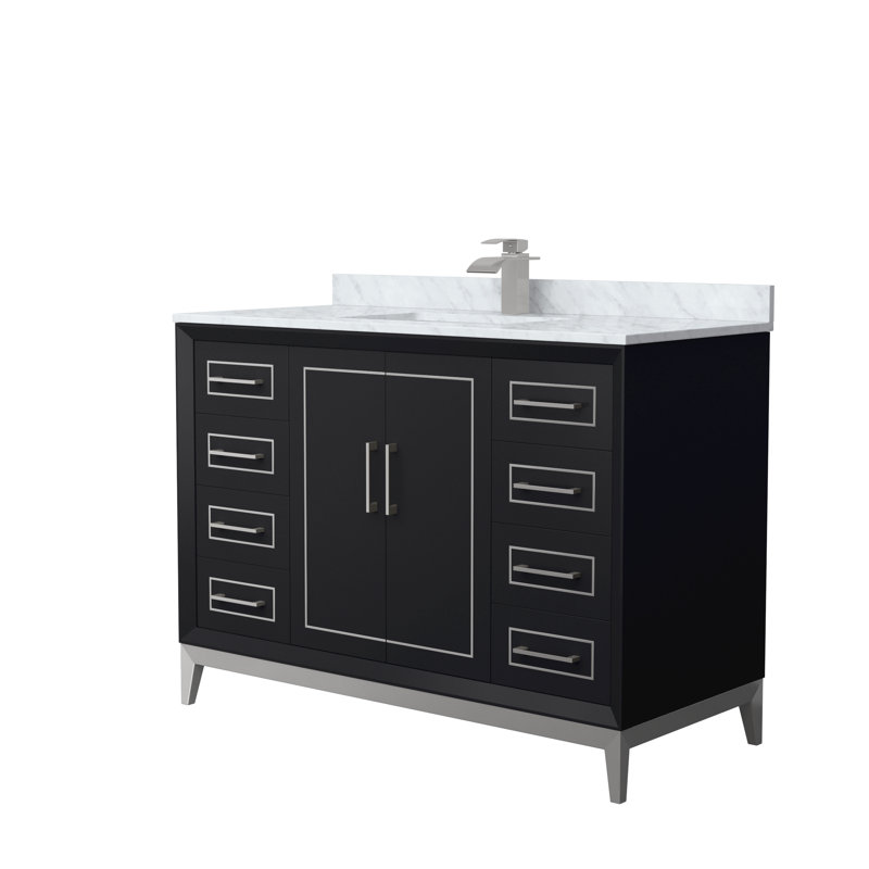 Ensemble de meuble-lavabo simple 48 po Marlena, Noir, Gris