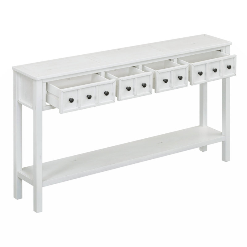 Console en bois massif Annelotte, Blanc