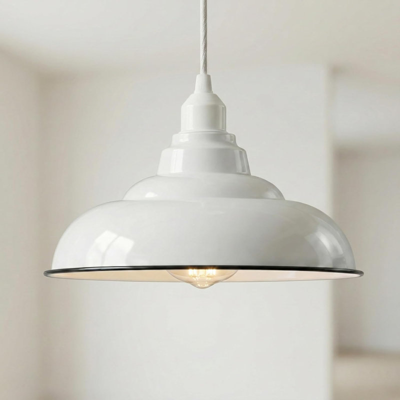 17cm H Metal Bowl Lamp Shade, White
