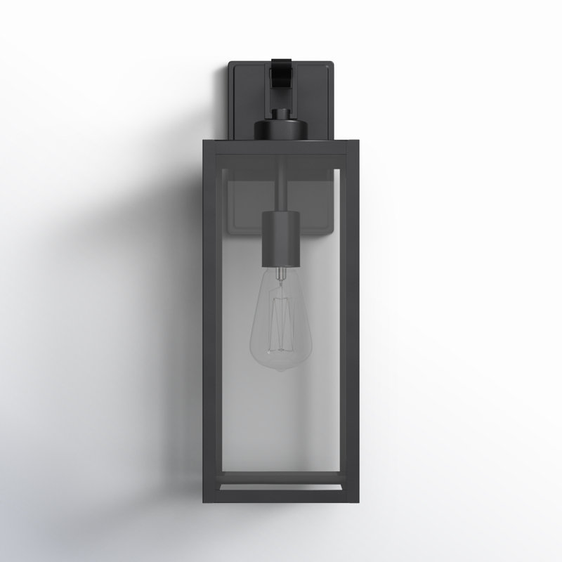 Schlesinger Matte Black Outdoor Wall Lantern, 45.6cm H x 15.1cm W x 19.9cm D