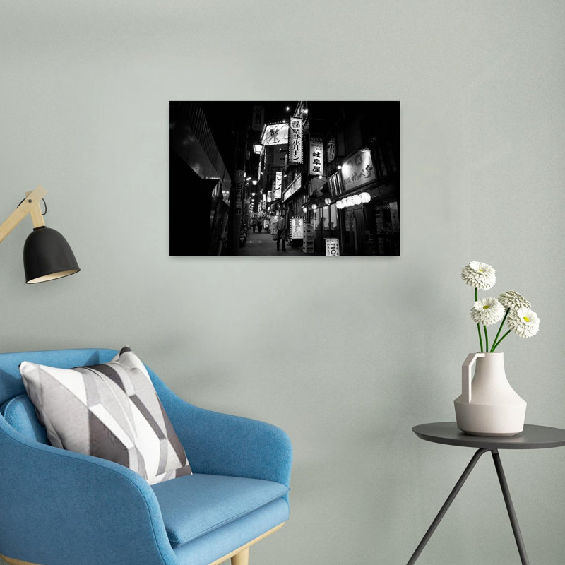 Tokyo Alley Dramatic Abstract Contemporary City Wall Art Print 1 Piece Wrapped Canvas Wall Art, 40.64cm H x 60.96cm W