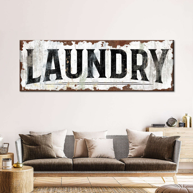 " Rusty Laundry Sign Canvas Print ", 8" H x 24" W x 1" D