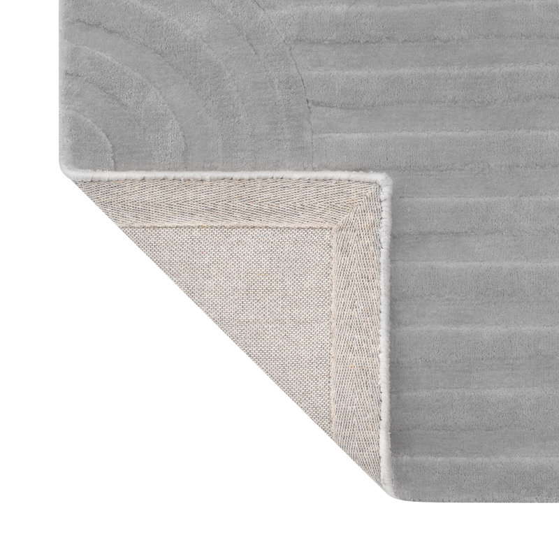 Rectangle Uzu Viscose Area Rug in Grey, Rectangle 6'7" x 9'10"
