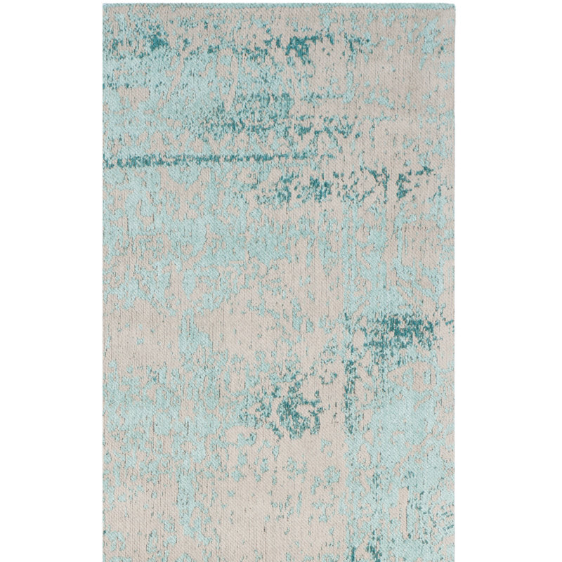 Tapis turquoise / beige / turquoise en coton Lyniya, Rectangle 3 pi x 5 pi
