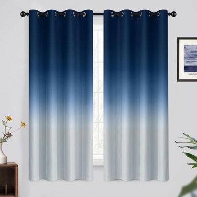 Yakamok rideaux occultants et dégradés bleus dégradés bleus obscurcissant rideaux isolants et isolants pour fenêtre / salon (bleu, 2 panneaux, 52 x 63 pouces)
