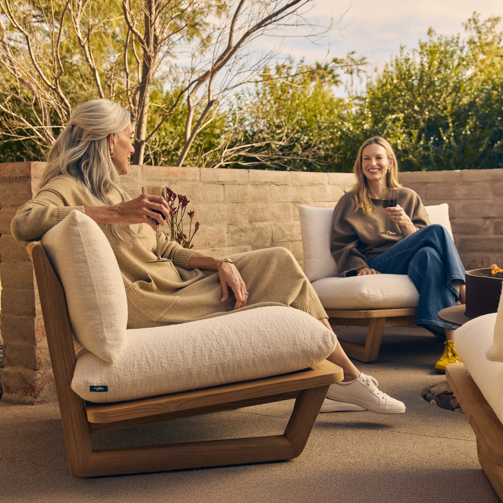 Dweller Teak Outdoor Lounge Chair with Ottoman, No