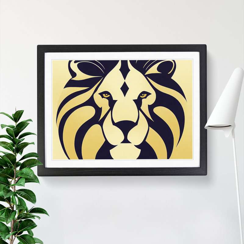 Lion Deco Vol.3 Abstract - Framed Print, Black, 46cm H x 64cm W x 2cm D