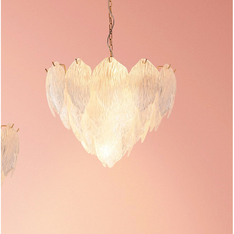 Clear Textured Glass Layered Small Chandelier