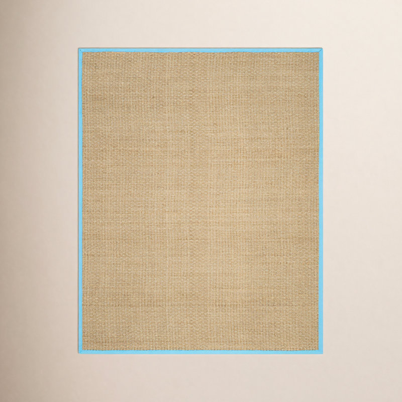 Joanna Auckland Bamboo Natural/Turquoise Area Rug, Rectangle 4' x 6'