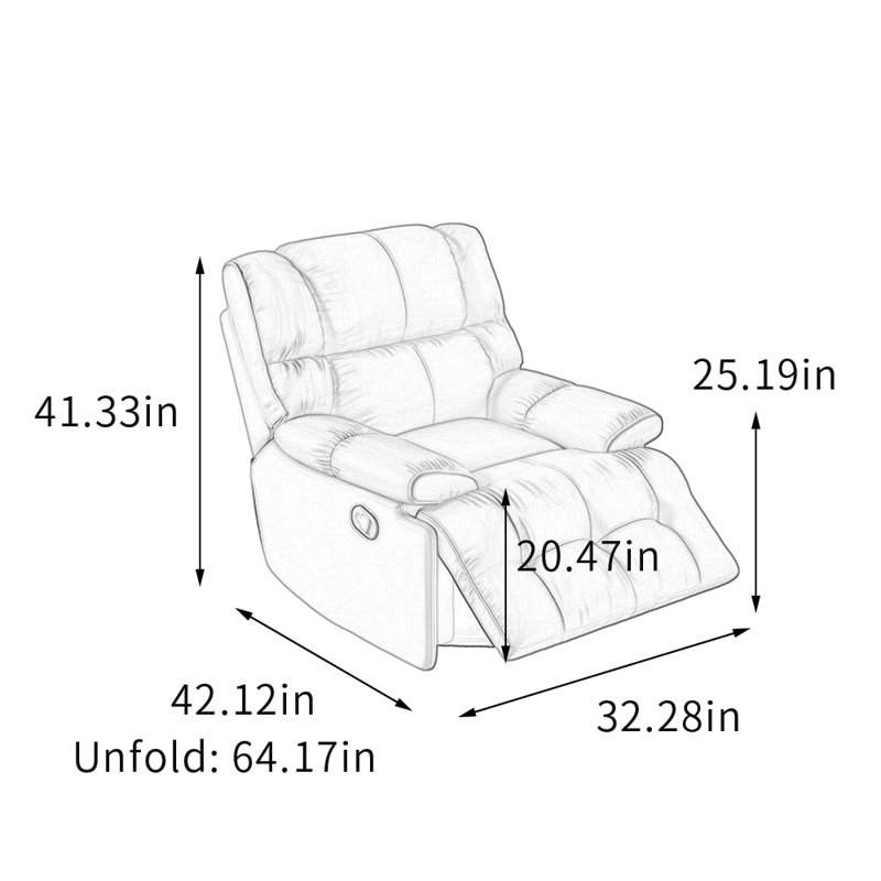 Single Manual Living Room 360° Swivel Recliner, Gray Faux Leather