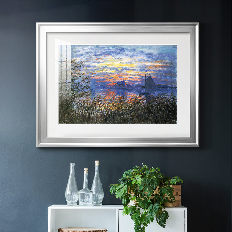 Coucher de soleil sur la seine, reproduction d'art encadrée sur papier par Claude Monet, Argent, H 30 po x l 44 po x P 1,5 po