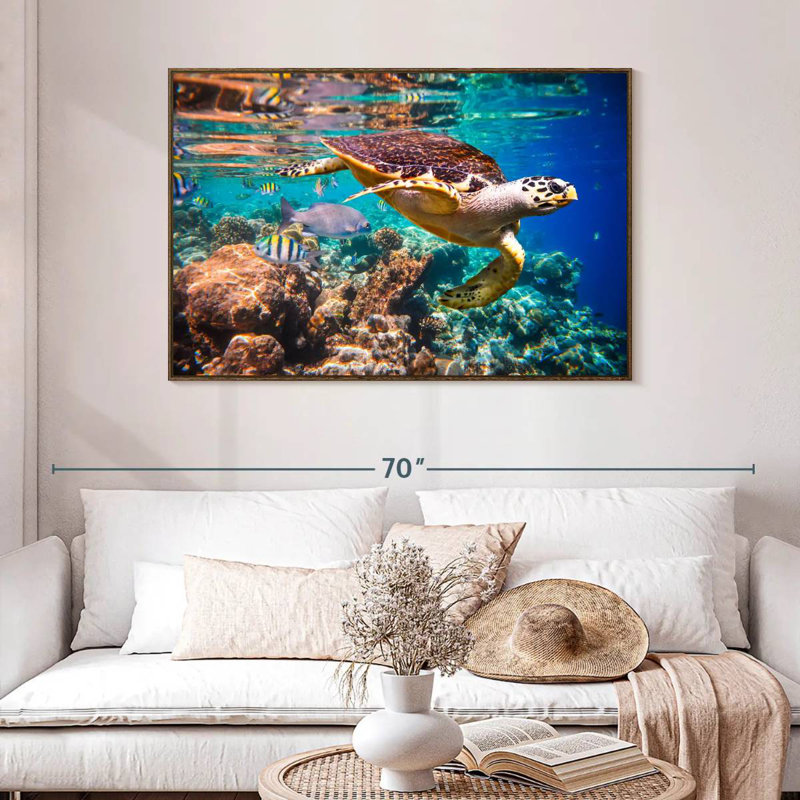 Vivid Sea Life, 46" X 31", Floating Frame Walnut