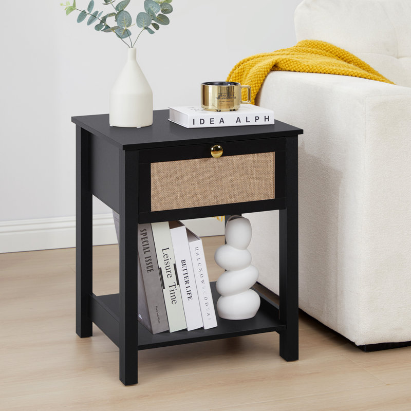 1 - Drawer End Table, Black