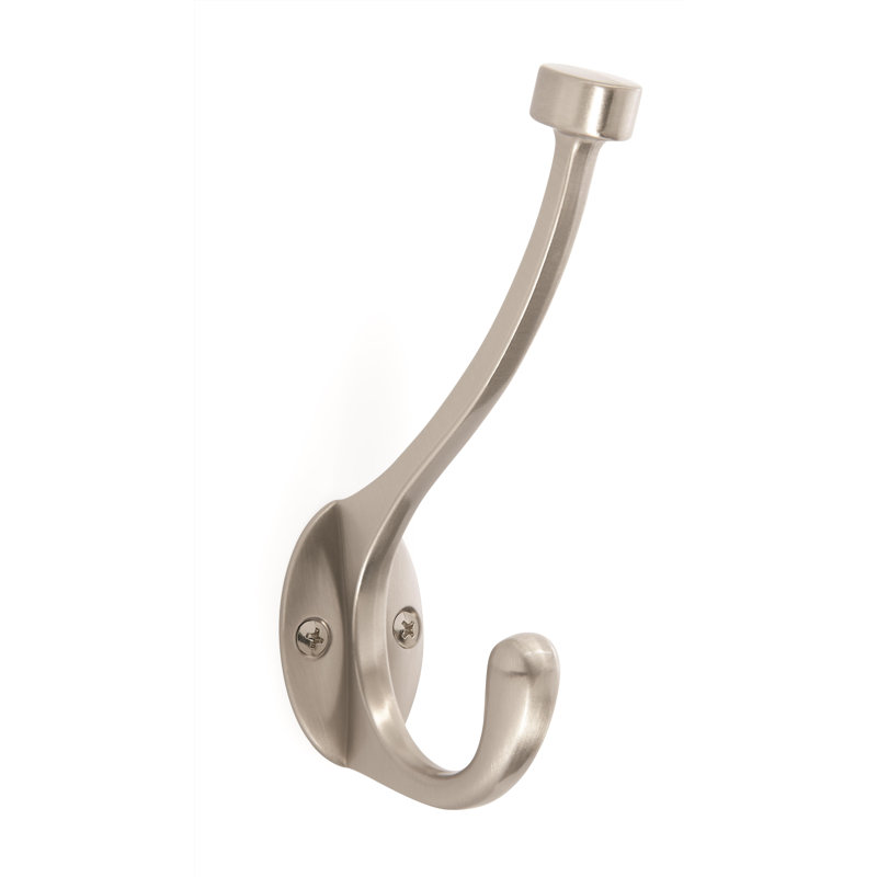Wall Mounted Single Hook, Satin Nickel